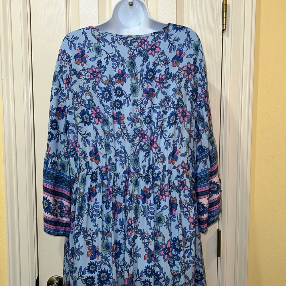 BloomChic Blue Floral V-Neck Maxi Dress Sz 22/24 Fairy Resortwear Cottagecore - Picture 10 of 16